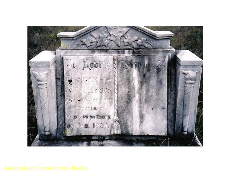 Photo of headstones/Duncan Finlayson d 1925 hdstn Aberfoyle NSW